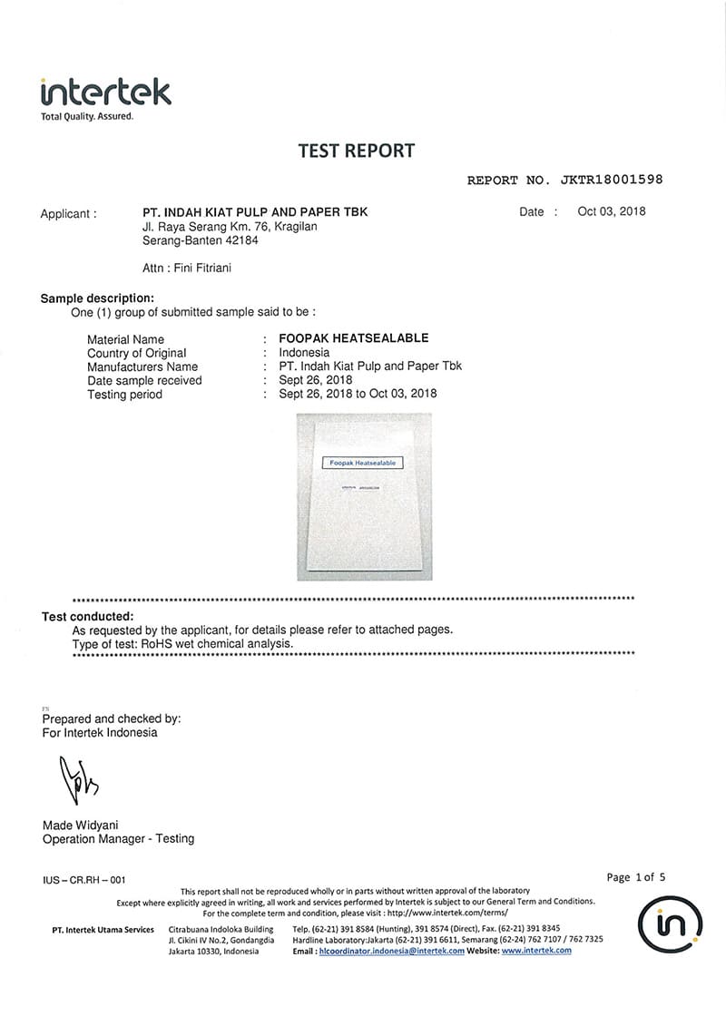 BIO Paper Pesticide-Free Test Report