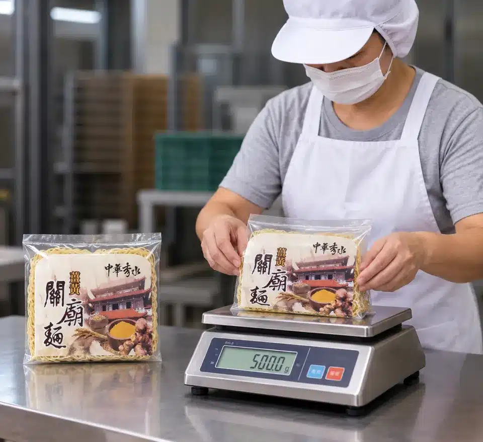 Noodle weighing and packaging
