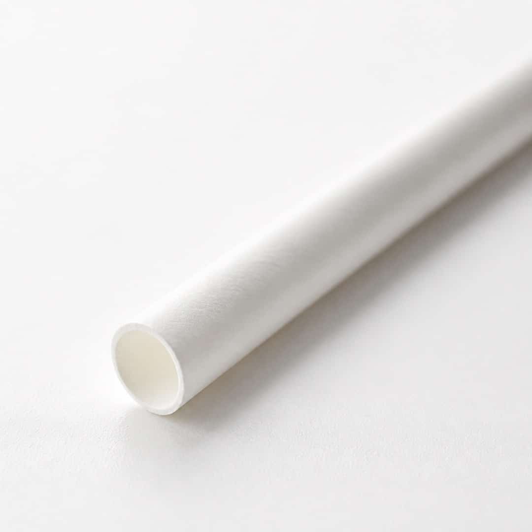 Macro of a clean white food-contact paper straw